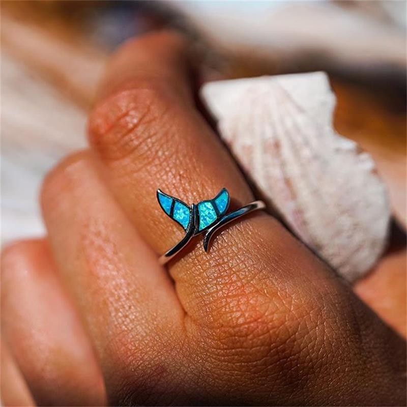Bague Queue de Baleine en Opale et Argent